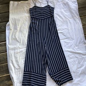 Blue and White Striped Jumpsuit